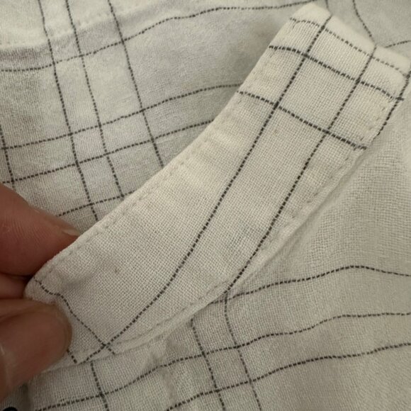 Vince Window Panel Popover Blouse Round Split Neck Linen Blend Lightweight Airy - Picture 14 of 16